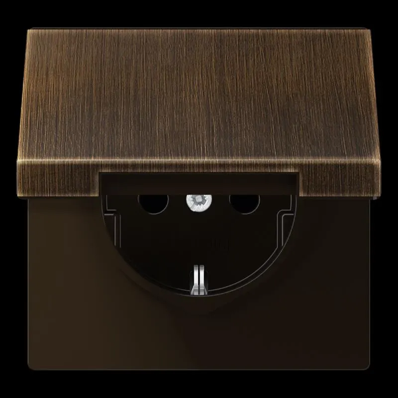 Jung SCHUKO Steckdose, 16 A 250 V ~, Klappdeckel, Messing, Serie LS, Messing antik ME1520KLAT