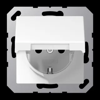 Jung SCHUKO Steckdose, 16 A 250 V ~, ohne Krallen, Duroplast, Serie A, alpinweiß A1520KIKLWW