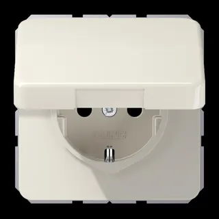 Jung SCHUKO Steckdose, 16 A 250 V ~, ohne Krallen, Klappdeckel, Thermoplast, Serie CD, weiß CD1520NBFKL