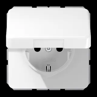 Jung SCHUKO Steckdose, 16 A 250 V ~, ohne Krallen, Klappdeckel, Thermoplast, Serie CD, alpinweiß CD1520NBFKLWW