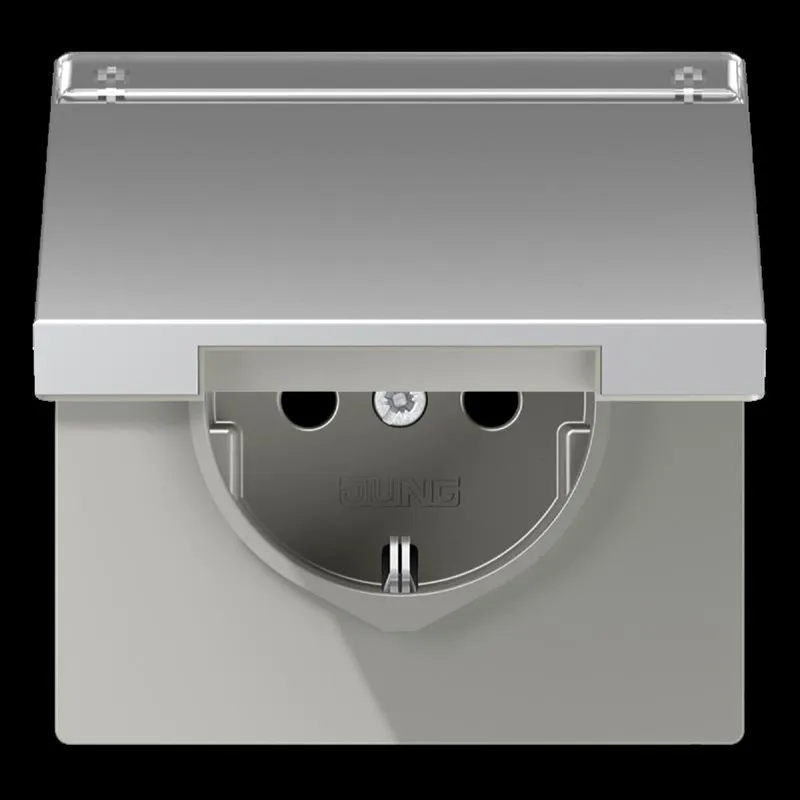 Jung SCHUKO Steckdose, 16 A 250 V ~, mit Schriftfeld, Serie LS, Aluminium AL1520NAKL