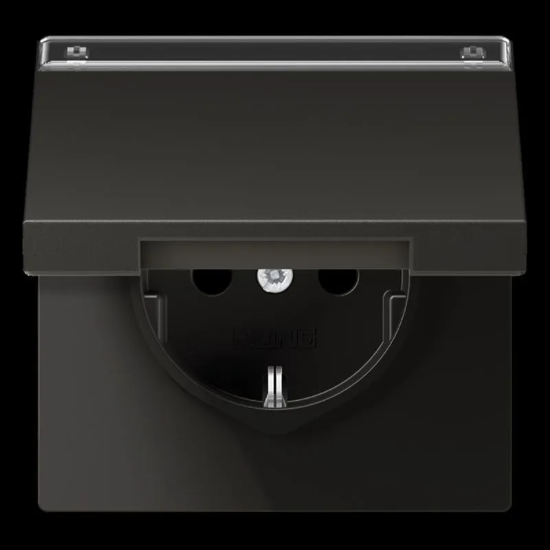 Jung SCHUKO Steckdose, 16 A 250 V ~, mit Schriftfeld, Aluminium lackiert, Serie LS, anthrazit AL1520NAKLAN