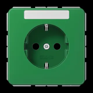Jung SCHUKO Steckdose, 16 A 250 V ~, mit Schriftfeld, Thermoplast, Serie CD, grün (für SV) CD1520BFNAGN