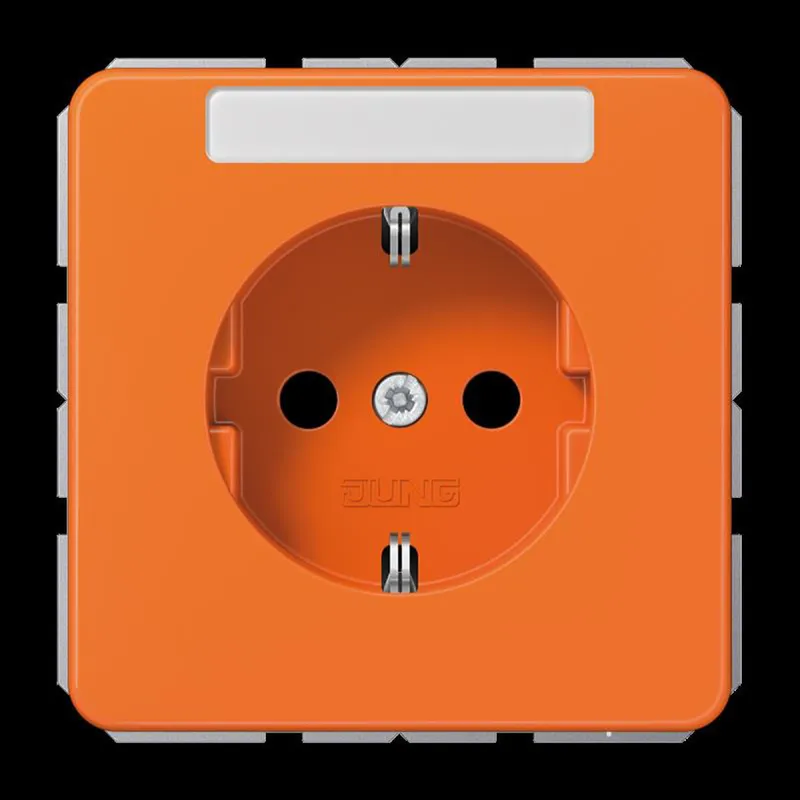Jung SCHUKO Steckdose, 16 A 250 V ~, mit Schriftfeld, Thermoplast, Serie CD, orange (für ZSV) CD1520BFNAO