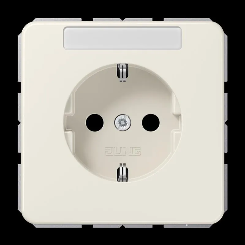 Jung SCHUKO Steckdose, 16 A 250 V ~, mit Schriftfeld, Duroplast, Serie CD, weiß CD1520NA