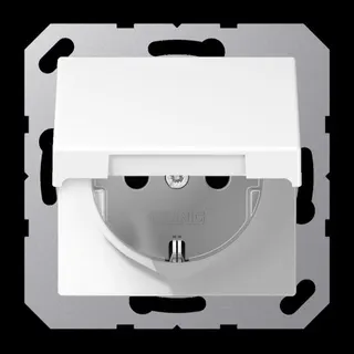 Jung SCHUKO Steckdose, 16 A 250 V ~, Klappdeckel, Duroplast, Serie A, alpinweiß A1520KLWW