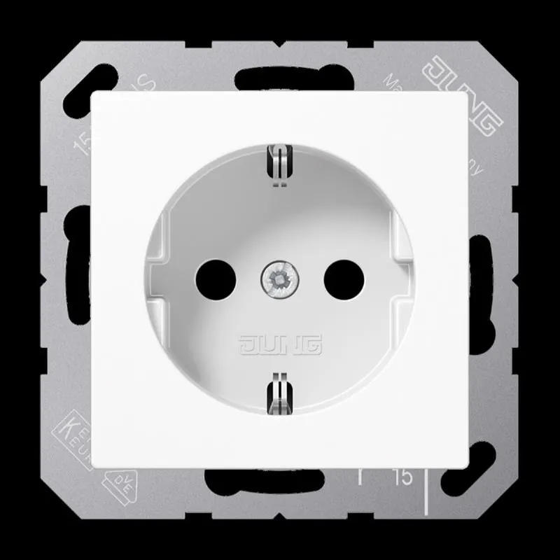 Jung SCHUKO Steckdose, 16 A 250 V ~, Duroplast, Serie AS/A, alpinweiß A1520WW