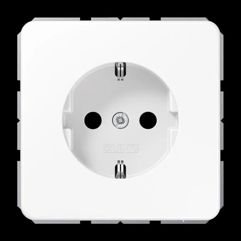 Jung SCHUKO Steckdose, 16 A 250 V ~, ohne Krallen, SAFETY+, Thermoplast, Serie CD, alpinweiß CD1520NBFKIWW