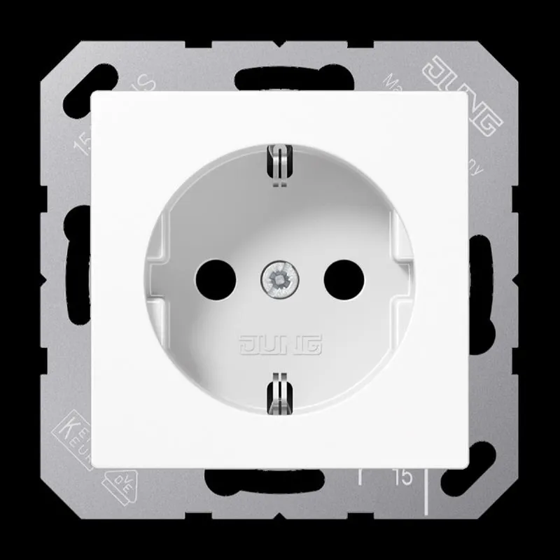 Jung SCHUKO Steckdose, 16 A 250 V ~, SAFETY+, Thermoplast, Serie AS/A, alpinweiß A1520BFKIWW