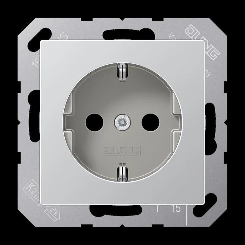 Jung SCHUKO Steckdose, 16 A 250 V ~, SAFETY+, Serie A, aluminium A1520KIAL