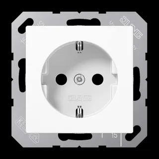Jung SCHUKO Steckdose, 16 A 250 V ~, ohne Krallen, SAFETY+, Thermoplast, Serie AS/A, alpinweiß A1520NBFKIWW