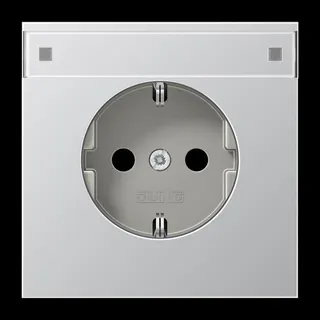 Jung SCHUKO Steckdose, 16 A 250 V ~, mit Schriftfeld, Serie LS, Aluminium AL1520NA