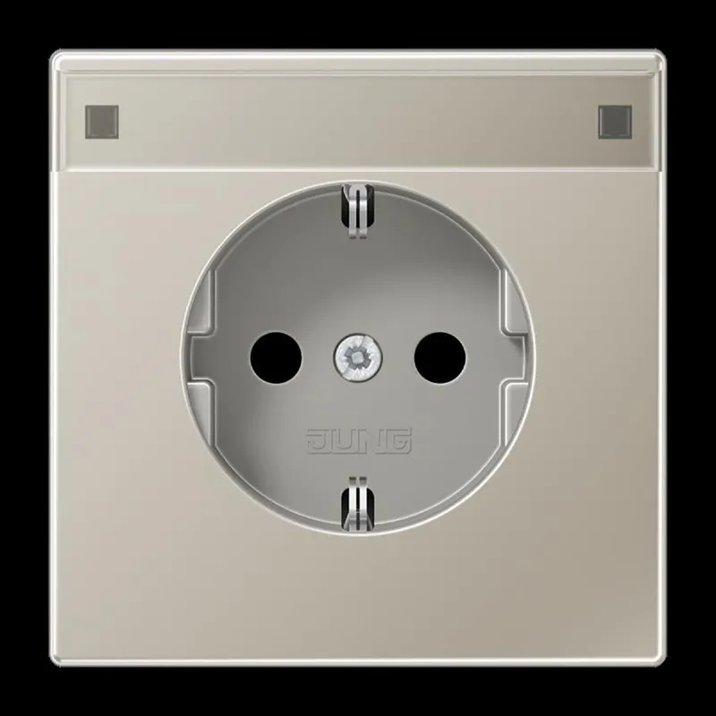 Jung SCHUKO Steckdose, 16 A 250 V ~, mit Schriftfeld, Serie LS, Edelstahl ES1520NA