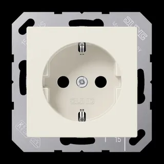 Jung SCHUKO Steckdose, 16 A 250 V ~, ohne Krallen, Duroplast, Serie AS, weiß A1520N