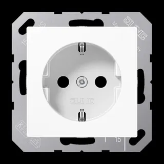 Jung SCHUKO Steckdose, 16 A 250 V ~, ohne Krallen, Thermoplast, Serie AS/A, alpinweiß A1520NBFWW