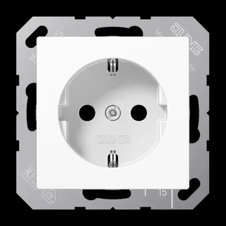Jung SCHUKO Steckdose, 16 A 250 V ~, ohne Krallen, Duroplast, Serie AS/A, alpinweiß A1520NWW