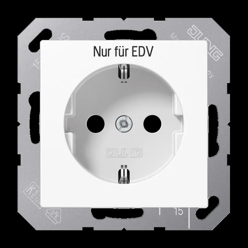 Jung SCHUKO Steckdose, 16 A 250 V ~, ohne Krallen EDV, Duroplast, Serie A, alpinweiß A1520EDVWW