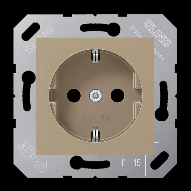 Jung SCHUKO Steckdose, 16 A 250 V ~, Thermoplast lackiert, 50 x 50 mm, bronze-beige CD5120BFBB