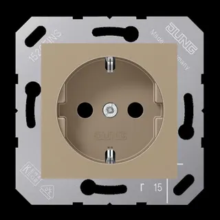 Jung SCHUKO Steckdose, 16 A 250 V ~, Thermoplast lackiert, 50 x 50 mm, bronze-beige CD5120BFBB