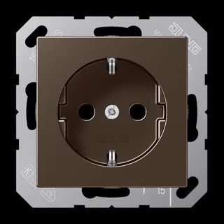 Jung SCHUKO Steckdose, 16 A 250 V ~, ohne Krallen, SAFETY+, Serie A, mokka A1520NKIMO