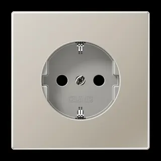 Jung SCHUKO Steckdose, 16 A 250 V ~, ohne Krallen, SAFETY+, Serie LS, Edelstahl ES1520NKI