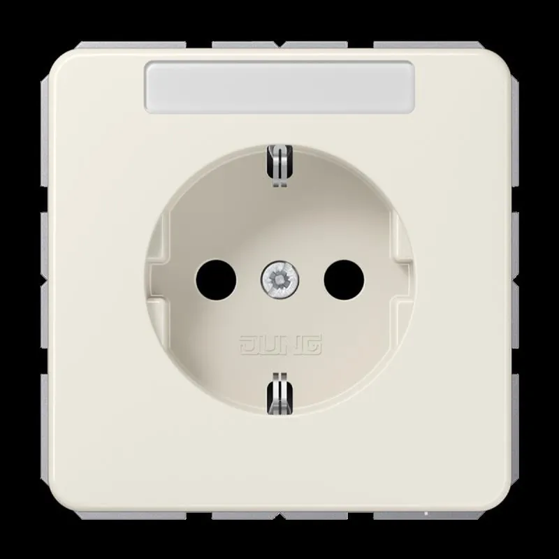 Jung SCHUKO Steckdose, 16 A 250 V ~, mit Schriftfeld, SAFETY+, Thermoplast, Serie CD, weiß CD1520BFKINA