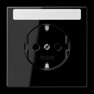 Jung SCHUKO Steckdose, 16 A 250 V ~, ohne Krallen, mit Schriftfeld, SAFETY+, Duroplast, Serie LS, schwarz LS1520NKINASW