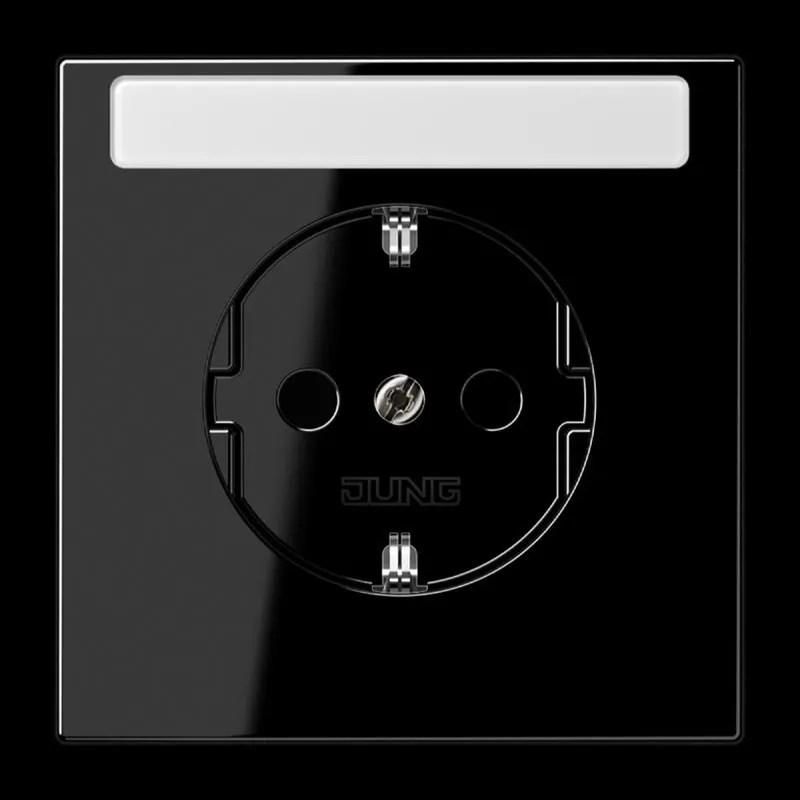 Jung SCHUKO Steckdose, 16 A 250 V ~, ohne Krallen, mit Schriftfeld, Duroplast, Serie LS, schwarz LS1520NNASW