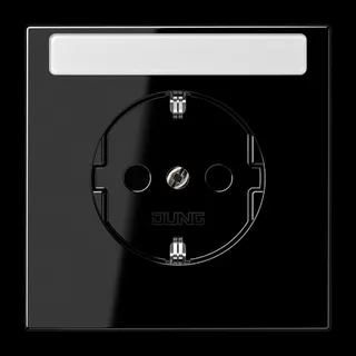 Jung SCHUKO Steckdose, 16 A 250 V ~, ohne Krallen, mit Schriftfeld, Duroplast, Serie LS, schwarz LS1520NNASW