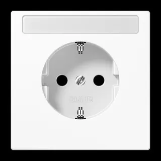 Jung SCHUKO Steckdose, 16 A 250 V ~, ohne Krallen, mit Schriftfeld, Duroplast, Serie LS, alpinweiß LS1520NNAWW