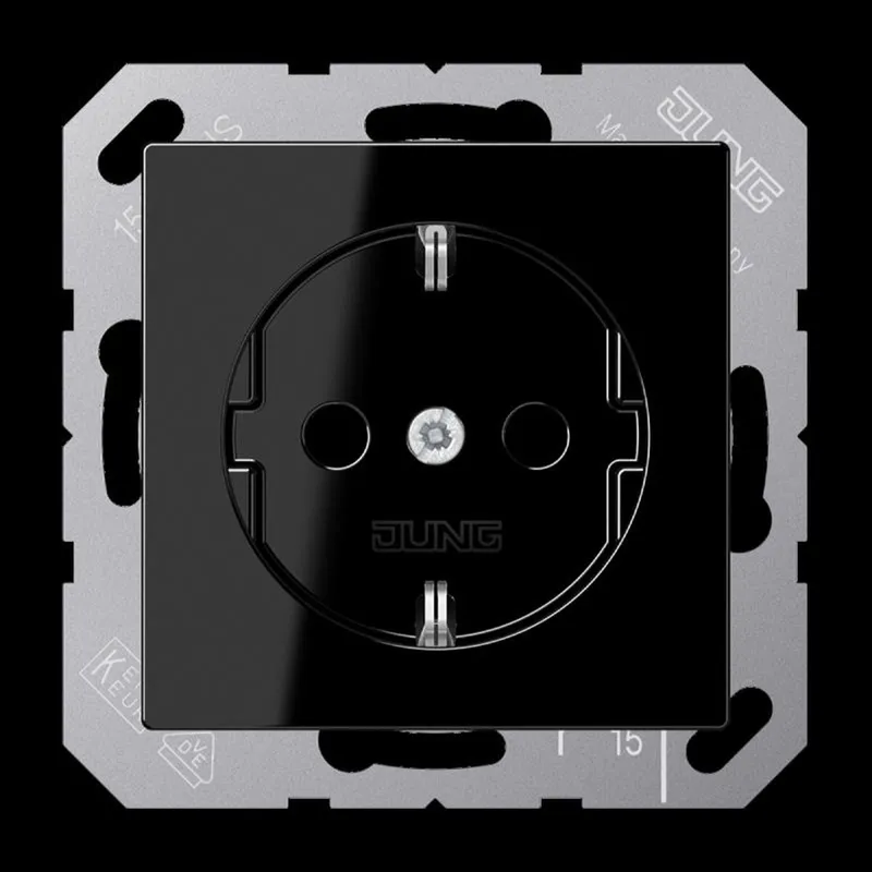 Jung SCHUKO Steckdose, 16 A 250 V ~, Duroplast, Serie A, schwarz A1520SW