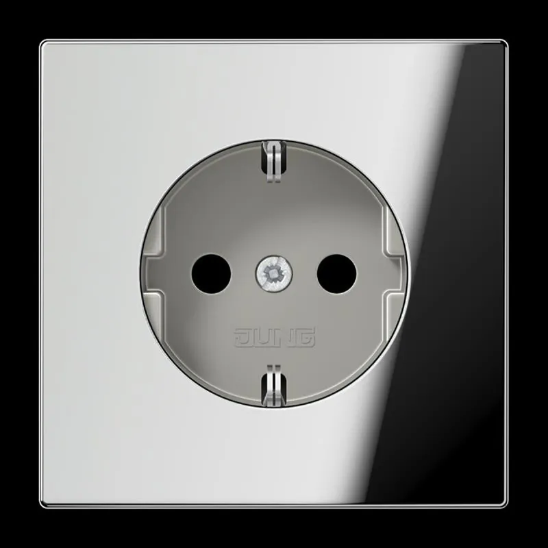 Jung SCHUKO Steckdose, 16 A 250 V ~, SAFETY+, Metall verchromt, Serie LS, glanzchrom GCR1520KI