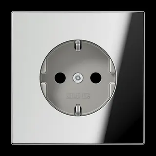 Jung SCHUKO Steckdose, 16 A 250 V ~, SAFETY+, Metall verchromt, Serie LS, glanzchrom GCR1520KI