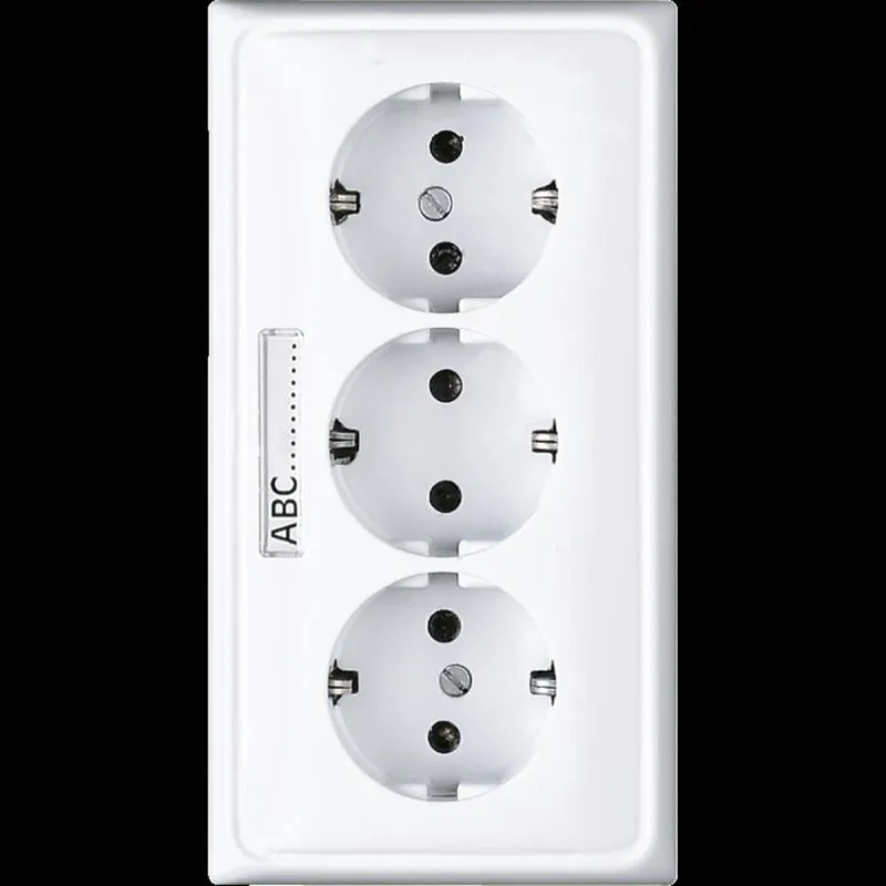 Jung Kabelkanal-SCHUKO®-Steckdose, 3fach, 16 A 250 V ~, mit Schriftfeld, Duroplast, Serie CD, alpinweiß CD523NAWW