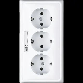 Jung Kabelkanal-SCHUKO®-Steckdose, 3fach, 16 A 250 V ~, mit Schriftfeld, Duroplast, Serie CD, alpinweiß CD523NAWW