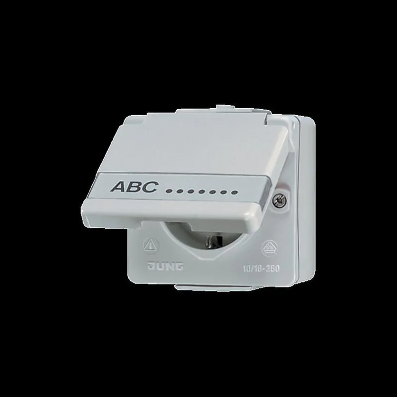 Jung SCHUKO®-Steckdose, 16 A 250 V ~, mit Schriftfeld, IP 44, WG 600 620NAW