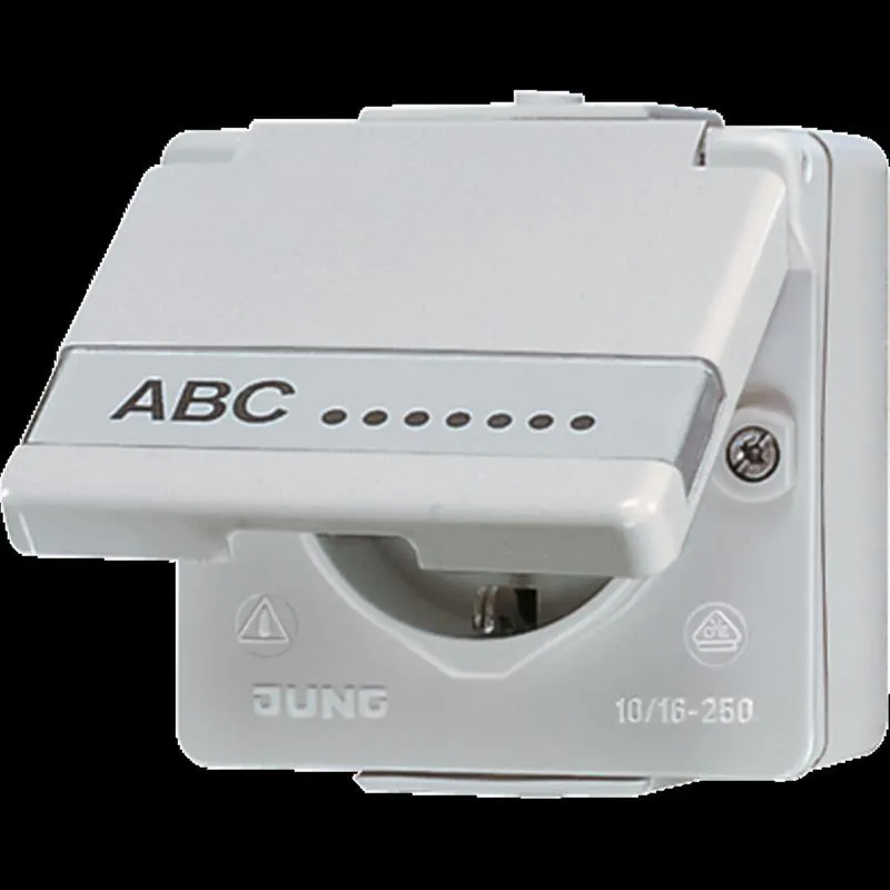Jung SCHUKO®-Steckdose, 16 A 250 V ~, mit Schriftfeld, IP 44, WG 600 621NAW