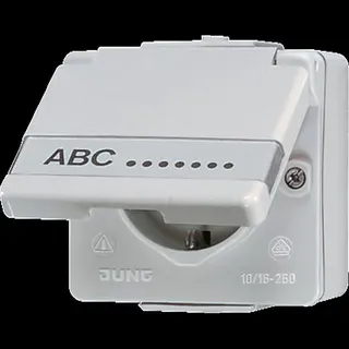 Jung SCHUKO®-Steckdose, 16 A 250 V ~, mit Schriftfeld, IP 44, WG 600 621NAW
