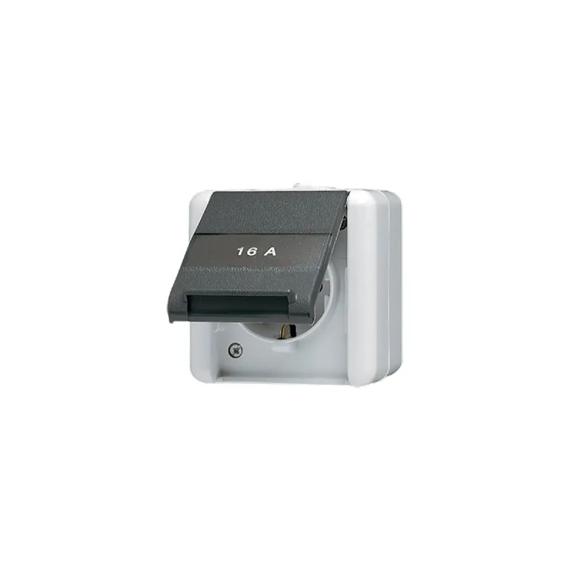 Jung SCHUKO Steckdose, 16 A 250 V ~, mit Schriftfeld, WG 800, grau/anthrazit 820KINAW