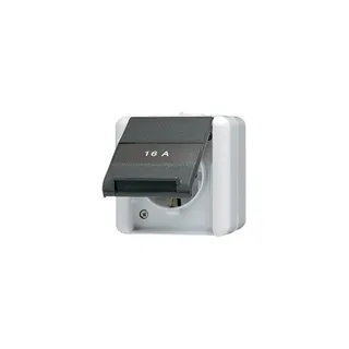 Jung SCHUKO Steckdose, 16 A 250 V ~, mit Schriftfeld, WG 800, grau/anthrazit 820KINAW