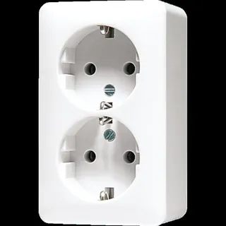 Jung SCHUKO®-Zweifach-Steckdose, 16 A 250 V ~, 47 mm, AP 600, alpinweiß 6020AWW