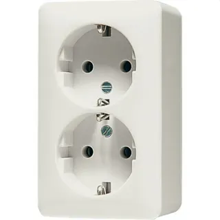 Jung SCHUKO®-Zweifach-Steckdose, 16 A 250 V ~, 47 mm, Schraubklemmen, AP 600, weiß 6022A