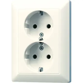 Jung SCHUKO®-Zweifach-Steckdose, 16 A 250 V ~, SAFETY+, Duroplast, Serie AS, weiß AS5020KIU
