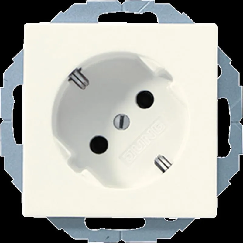 Jung SCHUKO®-Steckdose 45°, 16 A 250 V ~, SAFETY+, Duroplast, Serie AS, weiß A520-45KI
