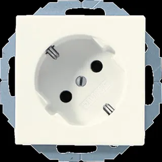 Jung SCHUKO®-Steckdose 45°, 16 A 250 V ~, SAFETY+, Duroplast, Serie AS, weiß A520-45KI