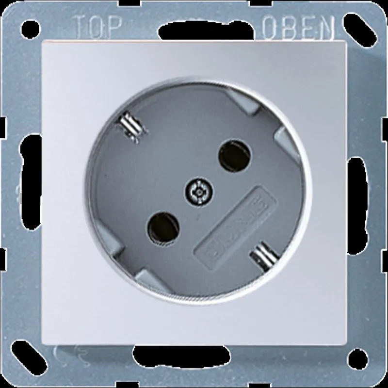 Jung SCHUKO®-Steckdose 45°, 16 A 250 V ~, SAFETY+, Serie A, aluminium A520-45KIAL