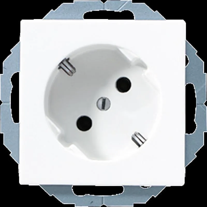 Jung SCHUKO®-Steckdose 45°, 16 A 250 V ~, SAFETY+, Duroplast, Serie AS/A, alpinweiß A520-45KIWW
