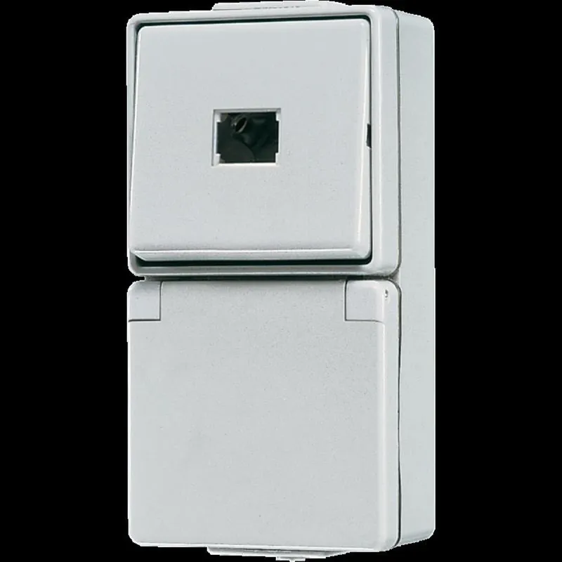 Jung SCHUKO®-Steckdose 16 A 250 V ~ mit Taster 10 A 250 V ~ (ohne Kalotte), WG 600 671W