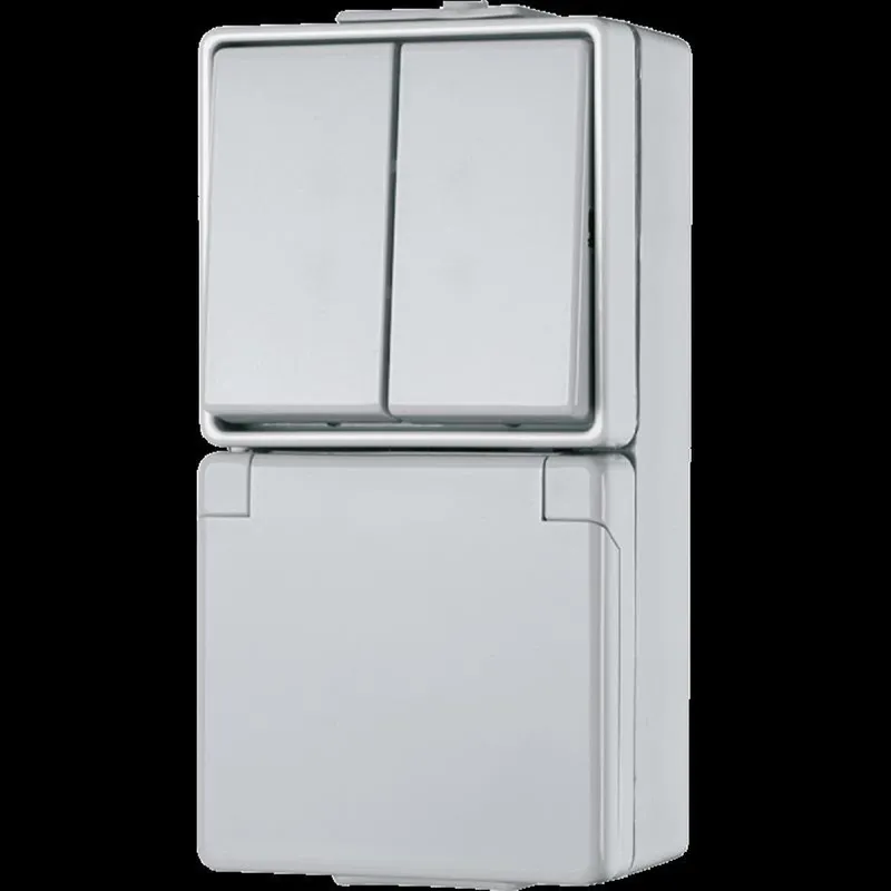 Jung SCHUKO®-Steckdose 16 A 250 V ~ mit Serienschalter 10 AX 250 V ~, 16 A 250 V ~, IP 44, WG 600 675W