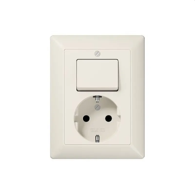 Jung SCHUKO®-Steckdose 16 A 250 V ~ mit Schalter Universal Aus-Wechsel 10 AX 250 V ~, Serie AS, weiß AS5576U